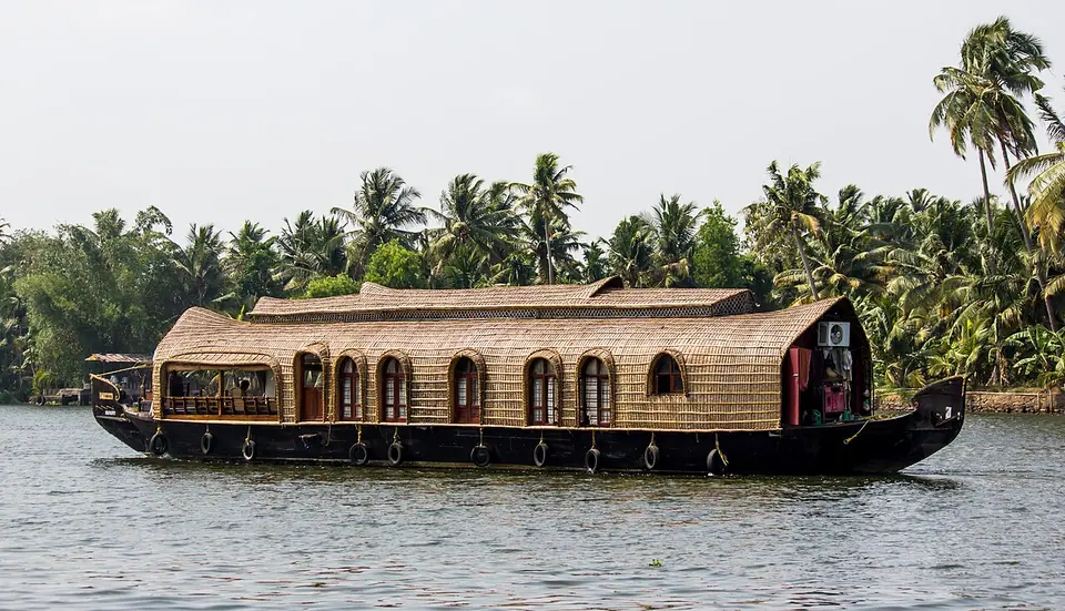 A traditional houseboat on the Kerala backwaters